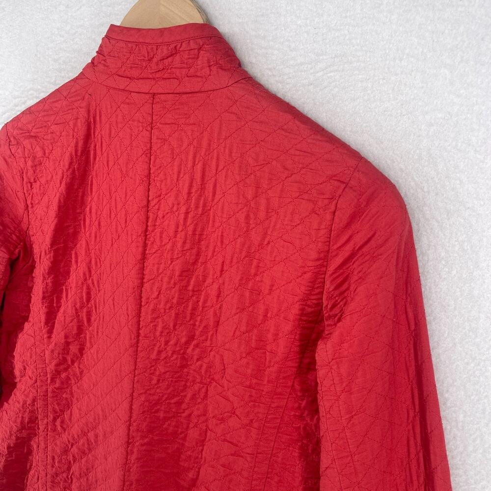 EILEEN FISHER Jacket PP Petite Organic Cotton Snap Front Quilted Mandarin Red - Picture 9 of 13